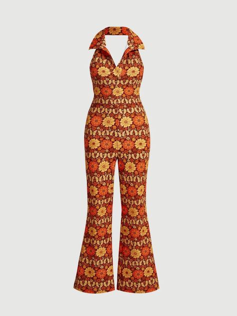 1970s Jumpsuit Women, 70s Style Jumpsuit, Jumpsuit Flare Leg, Flared Jumpsuit 70s, 70s Fashion Jumpsuits & Rompers, Halter Neck Jumpsuit Outfit, 70s Jumpsuit Outfit, 70s Bodysuit, 70s Jumpsuits For Women