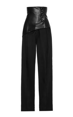 High-Rise Faux Leather Corset Pants by ALEKSANDRE AKHALKATSISHVILI for Preorder on Moda Operandi Pants With Corset, Celana Jogger Wanita, Corset Pants, Leather Corset, Leather Trousers, Moda Vintage, Faux Leather Pants, Kpop Fashion Outfits, Steam Punk