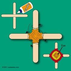 . Gods Eye Craft How To Make, Cave Craft, Gods Eyes, God's Eye Craft, Spanish Crafts, God's Eyes, God's Eye, Gods Eye, Popsicle Stick Crafts