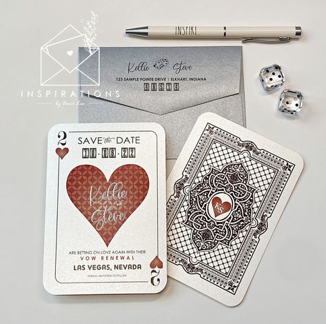 Vegas Save The Date Ideas, Playing Card Save The Date, Vegas Invitations, Poker Wedding, Playing Card Invitation, Vegas Wedding Ideas, Vegas Wedding Invitations, Retro Vegas, Wedding Vegas