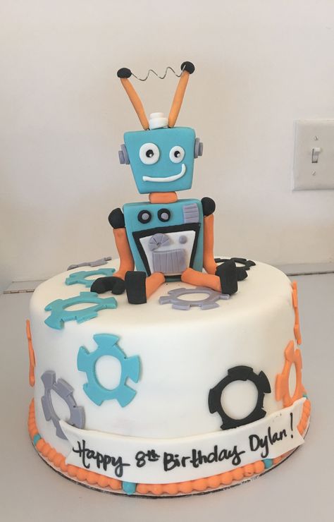 Robot Party Cake Cake Robot, Robot Themed Birthday Party, Robot Birthday Party Decorations, 2d Cake, Robot Cake, Cake Topper Printable, Robot Birthday Party, Robot Theme, Robot Party