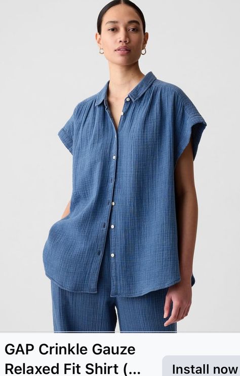 Gauze Shirt, Cotton Shirts Women, Crinkle Cotton, Work Clothes, Fit Style, Petite Size, Shirt Women, Sewing Inspiration, Denim Shirt