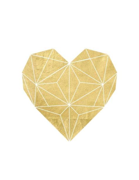 Gold Foil Geometric Heart Printable Teen Diy, Tapete Gold, Heart Printable, Geometric Heart, Golden Heart, The Shape, Geometric Art, San Valentino, Wall Printables