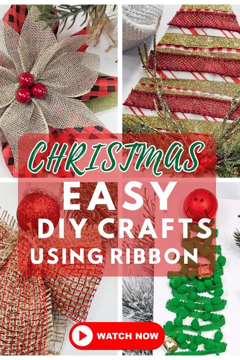 Dollar Tree RIBBON Christmas DIY Crafts. Christmas Decor Ideas.  Christmas Crafts Ribbon Crafts For Christmas, Ribbons For Wreaths How To Make, Diy Ribbon Decoration, Xmas Ribbon Ideas, Wired Ribbon Crafts Diy Projects, Ribbon Projects Ideas, Decorative Ribbon Ideas, Ribbon Christmas Crafts, Christmas Ribbon Crafts Easy Diy