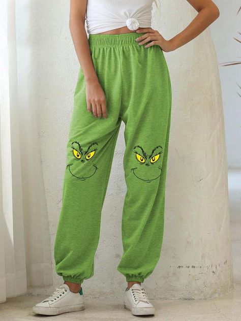 Christmas Sweatshirt Ideas, Grinch Stuff, Cute Christmas Outfits, Printed Jogger Pants, Dream Fashion, Printed Sweatpants, Floral Print Pants, Printed Joggers, Loose Pants