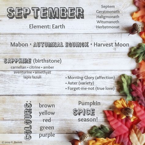 September Magical Correspondences, September Correspondences, September Witchcraft, September Magic, Witchy Knowledge, September Magick, Julian Calendar, Occult Knowledge, September Colors