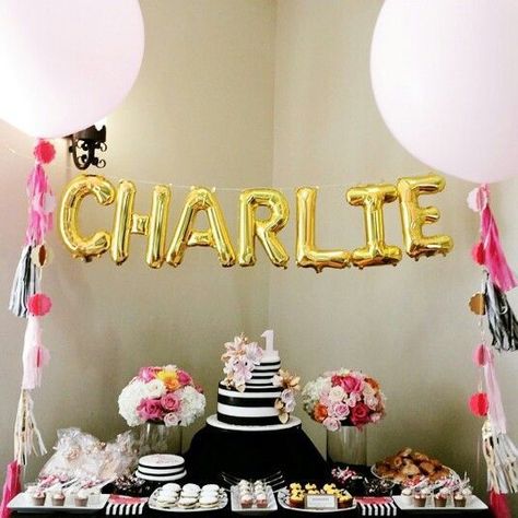 Birthday Banner Diy, Balloon Name, Balloon Bunting, Balloon Sign, Diy Dessert Table, Mylar Letter Balloons, 36 Inch Balloons, Name Balloons, Garland Balloon