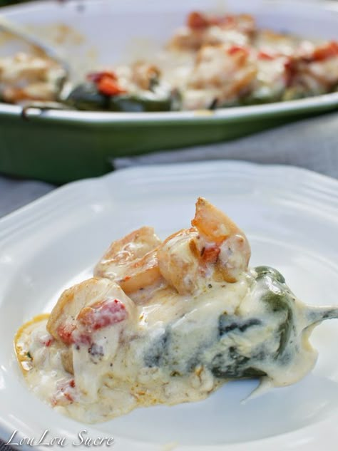 Cheese Stuffed Poblano Peppers, Poblano Recipes, Poblano Peppers Recipes, Shrimp Stuffed, Poblano Peppers, Cheese Stuffed, Stuffed Poblano Peppers, Seafood Dinner, Peppers Recipes