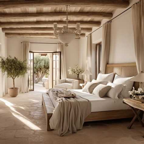 Mediterranean Style Bedroom, Mediterranean Style Living Room, Italian Style Home, Mediterranean Bedroom, Mediterranean Style House, Italian Bedroom, Wooden Beds, Mediterranean Interior, Mediterranean Style Homes