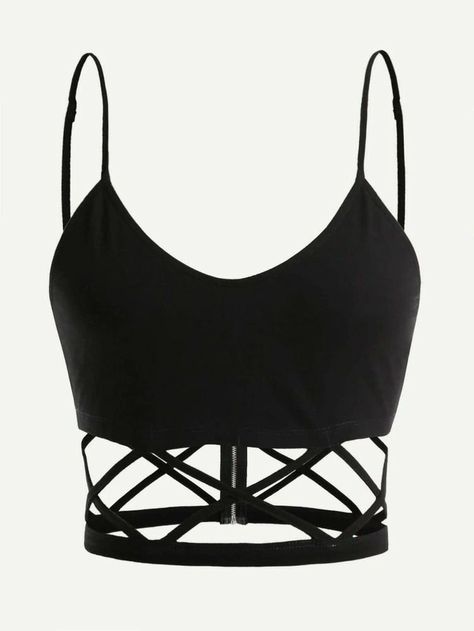 Edgy Cheap Tops For Clubwear, Cheap Edgy Crop Top For Spring, Mode Rockabilly, Cami Outfit, Crop Top Outfits, Tops Black, Sport Bh, Teenage Fashion Outfits, Edgy Outfits