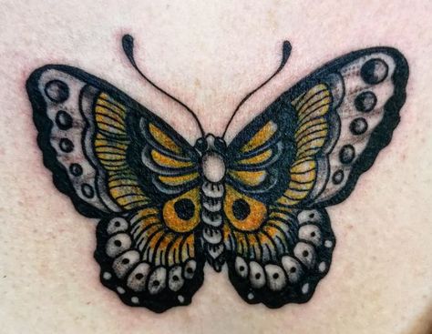 American Traditional Monarch, Traditional Monarch Butterfly Tattoo, American Traditional Butterfly Tattoo, American Traditional Butterfly, Traditional Butterfly Tattoo, Monarch Butterfly Tattoo, Traditional Butterfly, Mama Tried, Nature Tattoos