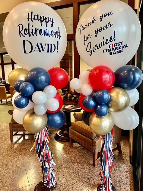 Retirement Party Balloons, Retirement Party Balloon Arch, Centerpiece For Corporate Event, Retirement Balloon Arch, Retirement Balloon Bouquet, Retirement Balloon Ideas, Congrats Balloons, Retirement Balloons, Work Retirement Party Ideas