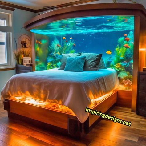 These Stunning Aquarium Beds Let You Sleep with the Fishes, but in a Good Way! – Inspiring Designs Unique Bed Frames, Custom Aquarium, Awesome Houses, Amazing Aquariums, Cinderella Story, Fantasy Homes, Unique Beds, Design Your Dream House, Ocean Themes