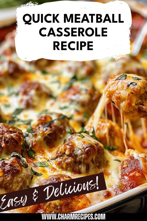 Savor the cozy flavors of a Quick Meatball Casserole that’s perfect for chilly evenings. This simple recipe brings together juicy meatballs, pasta, and melty cheese for a satisfying meal. Ideal for busy weeknights, this dish requires minimal prep time yet delivers maximum comfort food appeal. Enjoy a delightful mix of textures with tender pasta, rich tomato sauce, and gooey mozzarella, all baked to perfection. Create lasting memories around the dinner table with this comforting casserole that everyone will love. Cheese Meatball Casserole, Dinners To Make With Meatballs, Pasta Casserole With Meatballs, Meatballs Casserole Easy, Meatball Rice Casserole, One Pan Meatball Casserole, Pasta With Meatballs Recipes, Crockpot Meatball Casserole, Easy Dinner Recipes With Frozen Meatballs