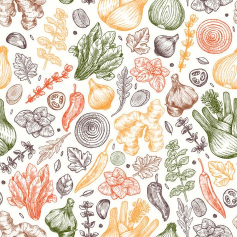 Homemade Recipe Books, Herb Prints, Food Patterns, Digital Print Fabric, Persimmon, Pattern Illustration, Food Illustrations, Free Vector Art, Display Screen