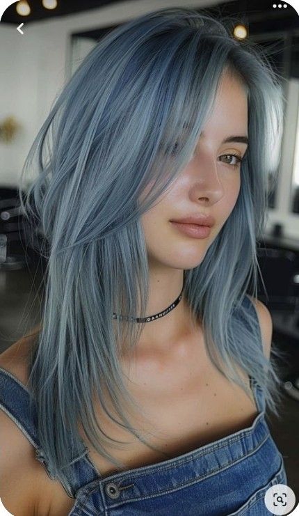 Denim Blue Hair, Blue Hair Color, Light Blue Hair, Hair Color Pastel, Pretty Hair Color, Hair Color Blue, Pastel Hair, Dye My Hair, Hair Dye Colors