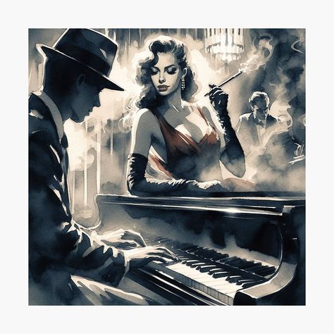 Art Deco Film Noir, 50s Jazz Club, Jazz Artwork, Noir City, Noir Poster, Jazz Music Art, Noir Aesthetic, 1920s Jazz, Noir Detective