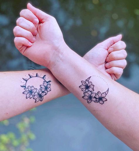 67 Mother-Daughter Tattoos That Melt Hearts Mom 3 Daughter Tattoos, Boho Mom Daughter Tattoo, Mom And Daughter Tattoos Nature, Stepmom And Daughter Tattoos Matching, Pretty Mother Daughter Tattoos, Mother Daughter Tattoos Witchy, Mother Daughter Tattoo Flower, Mother Daughter Tattoos Nature, Stepmom Daughter Tattoos