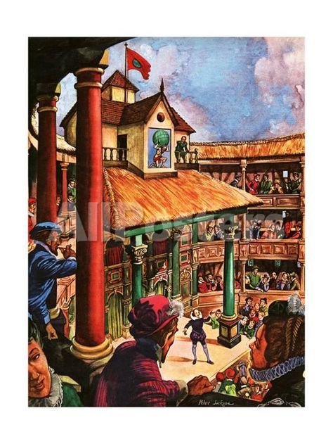 Shakespeare Performing at the Globe Theatre Travel Giclee Print - 46 x 61 cm Elizabethan Theatre, The Globe Theatre, Chicago Painting, Literature Posters, Globe Theatre, Shakespeare Theatre, Globe Theater, Bolshoi Theatre, Peter Jackson