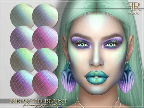 FashionRoyaltySims' FRS Mermaid Blush | Sims 4 Updates -♦- Sims 4 Finds & Sims 4 Must Haves -♦- Sims 4 Mermaid Skin Cc, Sims Aesthetic, Sims Finds, Cat Halloween Makeup, Mermaid Skin, Mermaid Kids, Makeup Cc, Sims Packs, Sims 4 Downloads