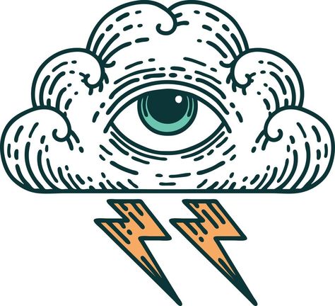 Eye Cloud Tattoo Traditional, Eye In Cloud Tattoo, Eye Of The Storm Art, Storm Cloud Illustration, Eye Cloud Tattoo, Eye Of The Storm Tattoo, Storm Tattoos, Traditional Tattoo Eye, Sailing Tattoo