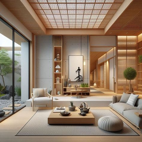 Modern Japanese Home Japanese Luxury Apartment, Japanese Home Interior Modern, Japan House Modern Japanese Style Interior Design, Japan Interior Design Modern, Japan House Modern, Japanese Modern Architecture, Japanese Modern Home, Japanese Style Interior Design, Japanese Home Interior