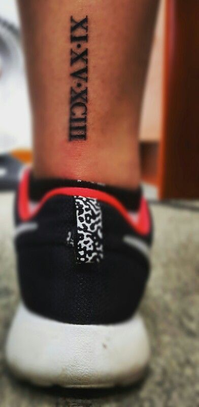 Roman numeral tattoo #tattoo #romannumerals #date #ink #back #ankle Ankle Roman Numeral Tattoo, Roman Numeral Wedding Date Tattoo, Wedding Date Tattoo, Wedding Date Tattoos, Date Tattoo, Roman Numeral Tattoo, Tattoo Ankle, Numeral Tattoo, Roman Numeral Tattoos