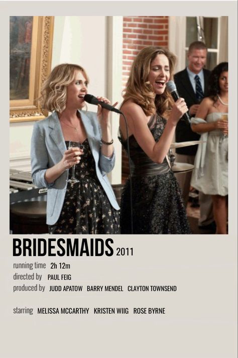 Bridesmaids Movie Poster, Melissa Mccarthy Movies, Bridesmaids Movie, Polaroid Movie Poster, Movie Character Posters, Judd Apatow, Room Pics, Aaliyah Pictures, Character Posters