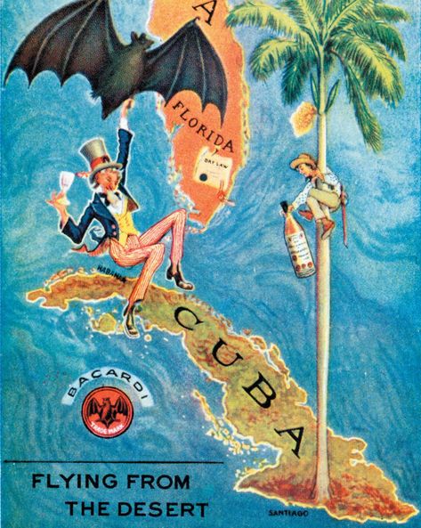 The Rum Diaries (in pictures): Bacardi posters from 1920s to 1999 ... Cuban Heritage, Vintage Cuba, Cuban Culture, Bat Flying, Bacardi Rum, Cuban Art, Porto Rico, Guys And Dolls, Havana Cuba