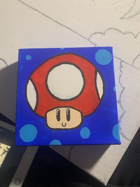 Did it for my brother lol Painting For Brother Gift Ideas, Painting Ideas For Brother, Sibling Painting Canvases, Brother And Sister Painting Ideas, What’s Up Brother Sketch Video, School Painting, Gift For Brother, Summer Plans, Mario Mushroom