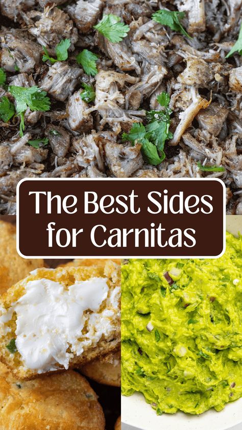 What to Serve with Carnitas: 13 Delicious Mexican Sides Pork Carnitas Side Dishes, Carnitas Sides, Leftover Carnitas, Mexican Sides, Sides For Pork, Beef Carnitas, Dinner Party Entrees, Party Entrees, Refried Bean Dip