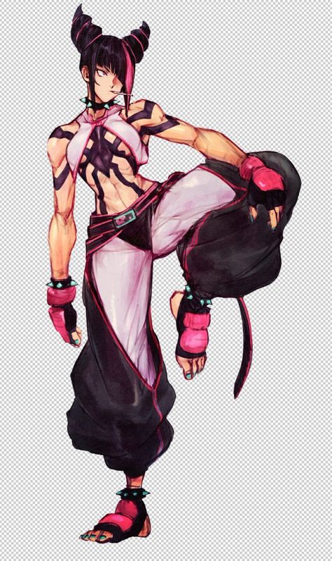 Hair Horns, Han Juri, Juri Street Fighter, Street Fighter Tekken, Spiked Collar, Capcom Vs Snk, Capcom Vs, Street Fighter Characters, Hair Bracelet