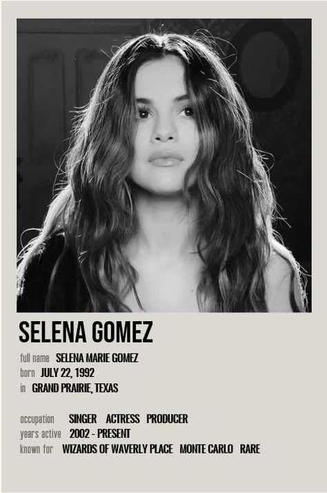 Poster minimalistic Selena Gomez Photocard, Selena Gomez Poster Vintage, Selena Gomez Posters Aesthetic, Selena Poster, Singer Posters, Selena Gomez Poster, Selena Gomez Aesthetic, Selena Gomez Cover, Celebrity Posters