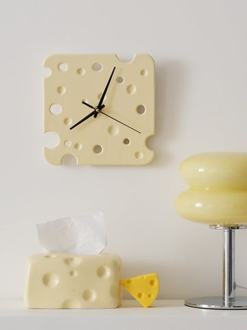 Unusual Room Decor, Funky Wall Clock, Dreamcore Furniture, Odd House Decor, Food Shaped Decor, Cheese Decor, Trippy Bathroom, Weird Home Decor, Weird Decor