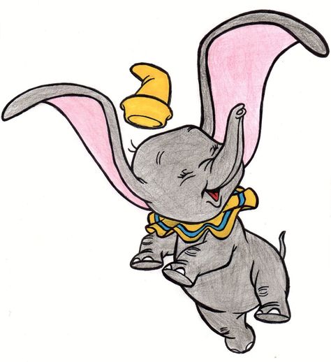 dumbo+by+amyawesome.deviantart.com Dumbo Art, Dumbo And Mom Tattoo, Disney Dumbo Tattoo Ideas, Dumbo Mother Daughter Tattoo, Dumbo Drawing, Dumbo Artwork, Disney Dumbo Art, Dumbo Tattoo, Dumbo Cartoon