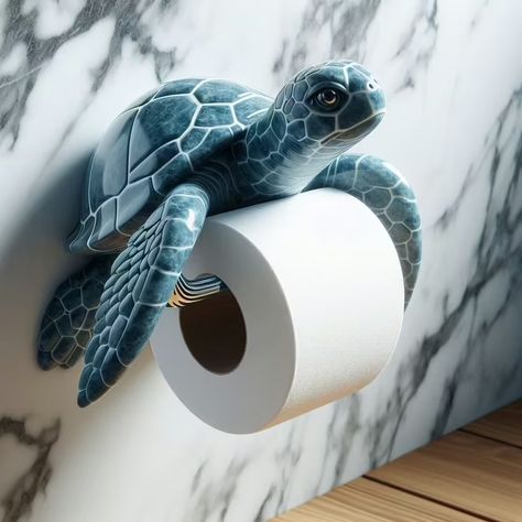 Turtle Shape Toilet Paper Holder: A Fun and Functional Bathroom Accessory Turtle Bathroom Ideas, Coastal Style Bathroom, Turtle Bathroom, Unique Toilet Paper Holder, Creative Bathroom Ideas, Unique Bathrooms, Ocean Shower Curtain, Boho Style Bathroom, Turtle Shape