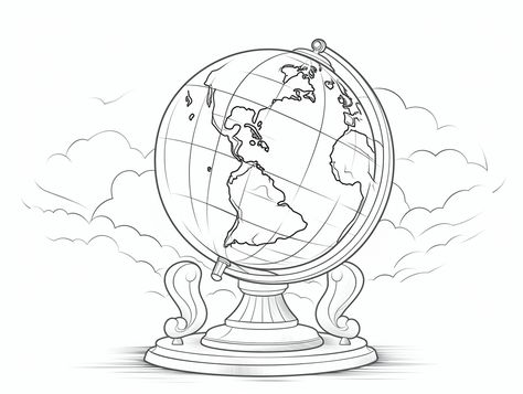 illustration of World map coloring adventure Globe Coloring Page, World Coloring Page, Coloring Page For Adults, Cool Coloring Pages, Different Countries, Coloring Book Pages, Colouring Pages, Adult Coloring Pages, Coloring Page