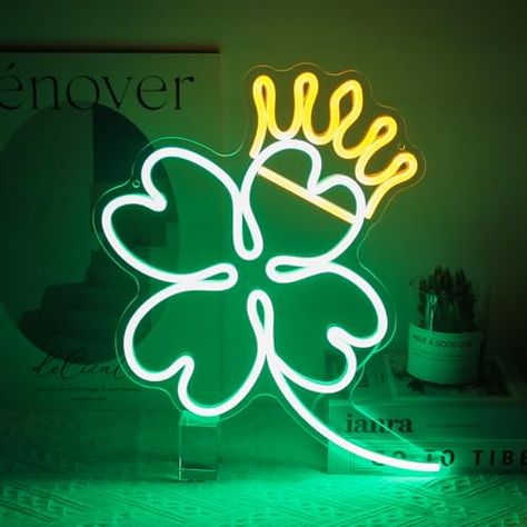 Lucky Leaf, Neon Wall Signs, Boy Girl Room, Giant Card, Cafe Wall, Light Up Signs, Novelty Lighting, Arbour Day, Led Neon Lighting