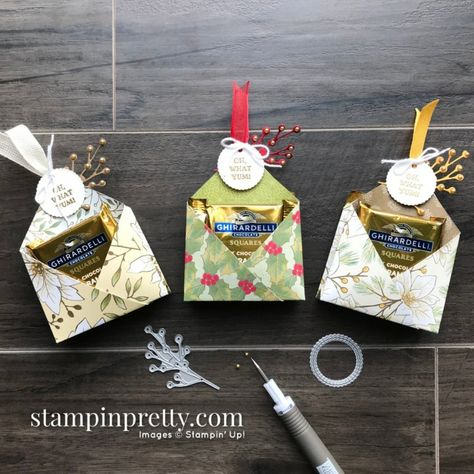 Ghirardelli Treat Holders, Diy Card Ideas, Ghirardelli Chocolate Squares, Christmas Treats Holders, Mary Fish, Stampin Pretty, Ghirardelli Chocolate, Treat Holders, Craft Stash