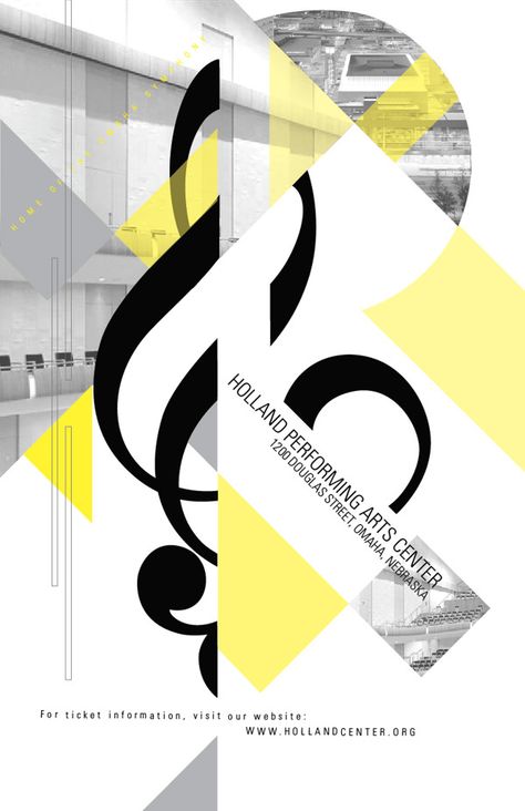 Holland Performing Arts Center by Elizabeth Culjat, via Behance Music Program Design, Poster Design Ideas School, Performing Arts Poster, Poster Design Ideas, Concert Poster Design, Corporate Event Design, Music Flyer, Jazz Poster, Music Festival Poster