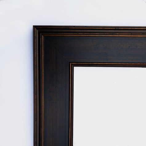 Amanti Art Mezzanine Wall Mirror - 48W x 38H in. Rectangular Bathroom Mirror, Wood Wall Bathroom, Bronze Highlights, Framing Techniques, Wood Wall Mirror, Wood Molding, Mirror Wall Bathroom, Vertical Frames, Espresso Brown