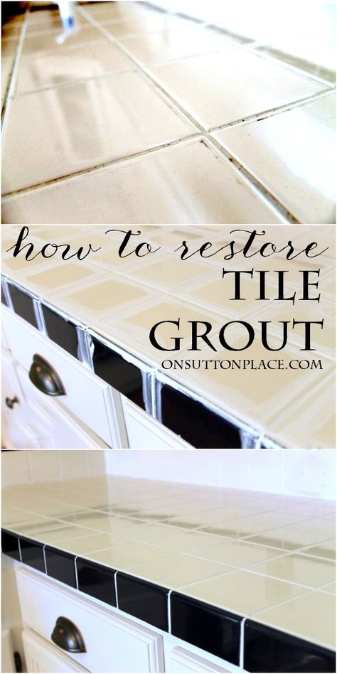 Regrouting Tile, Kitchen Counter Tile, Diy Tiles, Room Ideas Diy, Diy Grout, Grout Repair, Tile Countertops Kitchen, Deep Clean Bathroom, Easy Tile