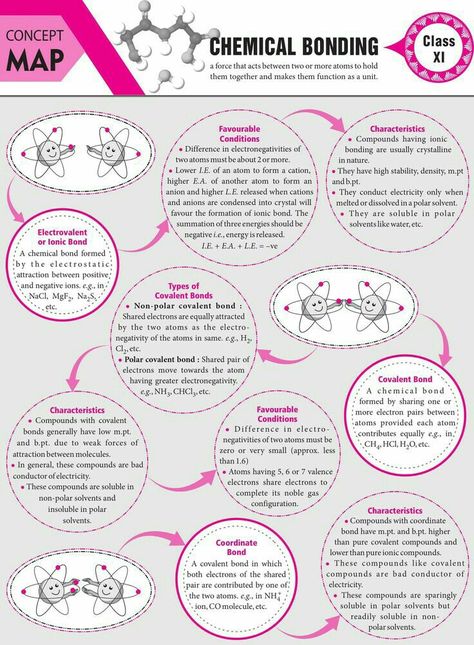 Chemical Bonding concept map Chemistry Class 11, Chemistry Class 12, Biochemistry Notes, Chemical Bonding, Organic Chemistry Study, Concept Maps, Chemistry Study Guide, 11th Chemistry, Chemistry Basics