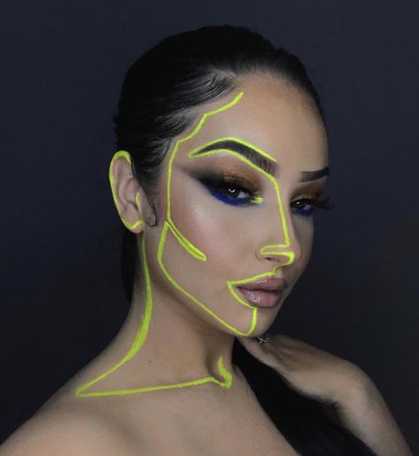 Neon Face Paint, Uv Makeup, Suva Beauty, Party Make-up, Neon Makeup, Face Art Makeup, Graphic Makeup, Rave Makeup, Smink Inspiration