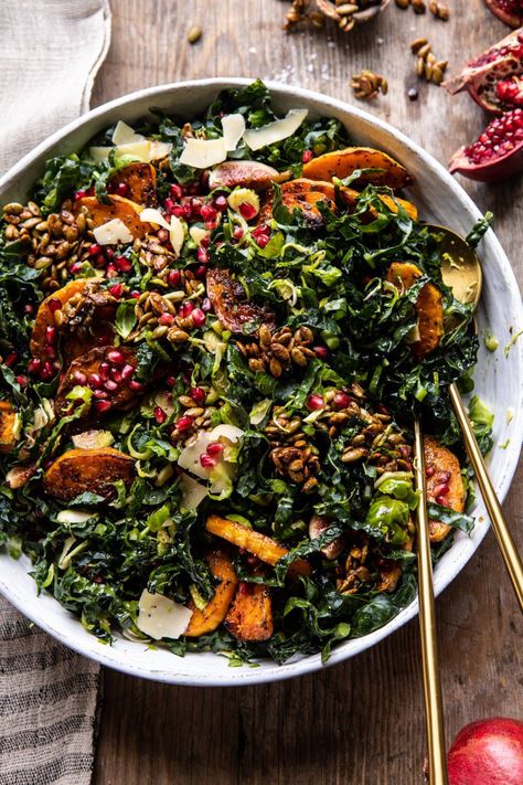 Fall Harvest Roasted Butternut Squash and Pomegranate Salad | halfbakedharvest.com #salad #autumnrecipes #easyrecipes #healthy #butternutsquash Half Baked Harvest Fall Salad, Fall Apps, Cookbook Club, Grilled Cheese Croutons, Fall Produce, Harvest Salad, Pomegranate Salad, Roasted Pumpkin Seeds, Autumn Salad