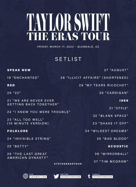 Eras Tour Opening Night, Eras Tour Set List, Eras Tour Opening, Eras Tour Setlist, Taylor Eras Tour, I Wish You Would, Taylor Swift Web, You Belong With Me, All About Taylor Swift