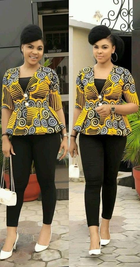 African Blouses, Ankara Tops, African Tops, African Print Tops, African Dresses For Kids, Best African Dresses, Short African Dresses, African Fashion Skirts, African Print Dress Designs