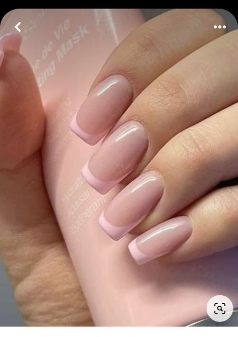 French Baby Pink Nails, Baby Pink Nails French Tip, Light Pink Nail Tips French, Square Baby Pink Nails, Light Pink Base French Nails, Square Pink French Tip Nails, Square Light Pink French Tip Nails, Light Pink French Tips Square, Light Pink French Nails