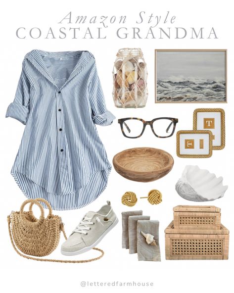 Beach Grandma Style, Plus Size Coastal Grandmother Outfits, Coastal Grandma Hairstyles, Coastal Grandma Shoes, Coastal Grandma Vibes, Grandma Coastal Fashion, Coastal Grandmother Home Decor, Grandma Coastal Decor, Classy Coastal Decor