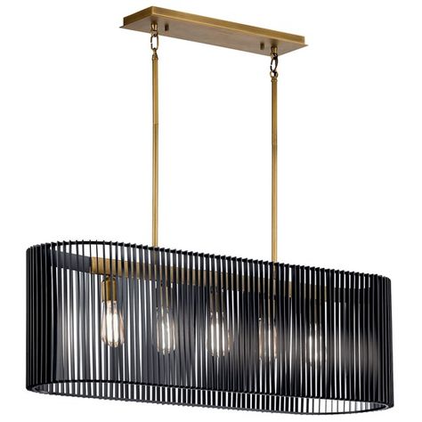 Linara 5 Light Linear Chandelier Black | Kichler Lighting Island Chandelier, Kitchen Island Linear Pendant, Transitional Chandeliers, Linear Suspension, Kichler Lighting, Deco Luminaire, 5 Light Chandelier, Contemporary Chandelier, Dining Lighting